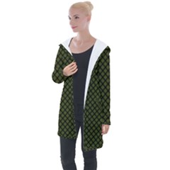 Army Green And Black Plaid Longline Hooded Cardigan by SpinnyChairDesigns