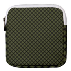 Army Green And Black Plaid Mini Square Pouch by SpinnyChairDesigns