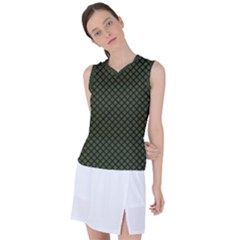 Army Green And Black Plaid Women s Sleeveless Sports Top