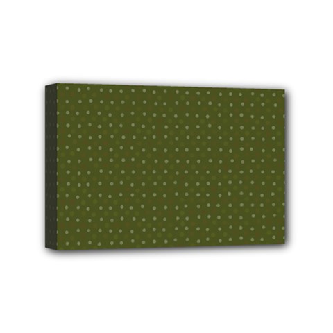 Army Green Color Polka Dots Mini Canvas 6  X 4  (stretched) by SpinnyChairDesigns