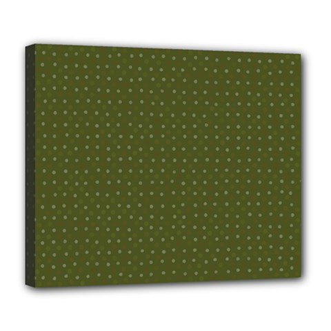 Army Green Color Polka Dots Deluxe Canvas 24  X 20  (stretched) by SpinnyChairDesigns