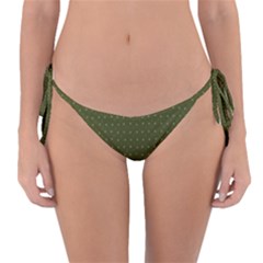 Army Green Color Polka Dots Reversible Bikini Bottom by SpinnyChairDesigns