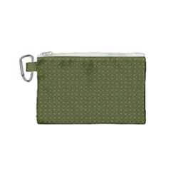 Army Green Color Polka Dots Canvas Cosmetic Bag (small) by SpinnyChairDesigns