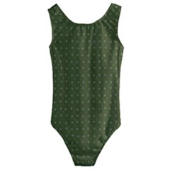 Army Green Color Polka Dots Kids  Cut-out Back One Piece Swimsuit by SpinnyChairDesigns