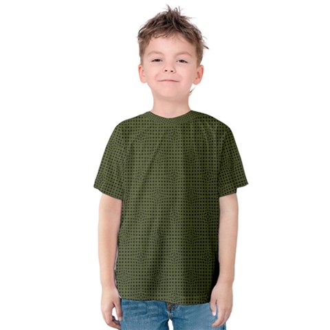 Army Green Color Polka Dots Kids  Cotton Tee by SpinnyChairDesigns