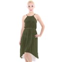 Army Green Color Polka Dots High-Low Halter Chiffon Dress  View1