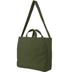 Army Green Color Polka Dots Square Shoulder Tote Bag by SpinnyChairDesigns