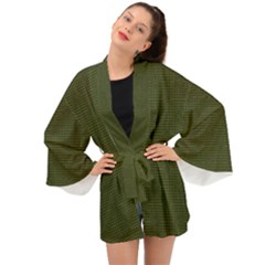 Army Green Color Polka Dots Long Sleeve Kimono by SpinnyChairDesigns