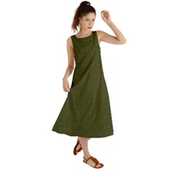 Army Green Color Polka Dots Summer Maxi Dress