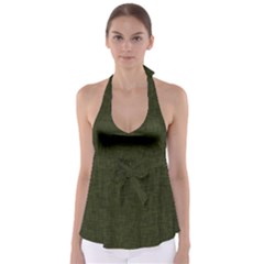 Army Green Texture Babydoll Tankini Top by SpinnyChairDesigns