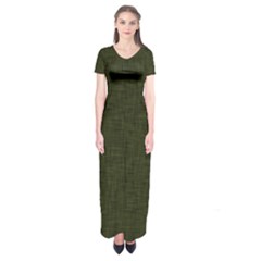 Army Green Texture Short Sleeve Maxi Dress by SpinnyChairDesigns