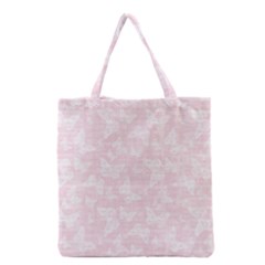 Ballet Pink White Color Butterflies Batik  Grocery Tote Bag by SpinnyChairDesigns