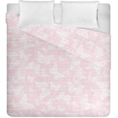 Ballet Pink White Color Butterflies Batik  Duvet Cover Double Side (king Size) by SpinnyChairDesigns