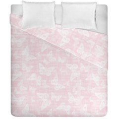 Ballet Pink White Color Butterflies Batik  Duvet Cover Double Side (california King Size) by SpinnyChairDesigns