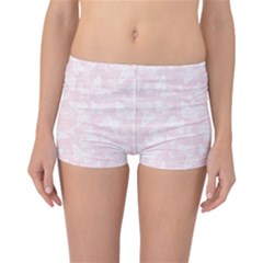 Ballet Pink White Color Butterflies Batik  Reversible Boyleg Bikini Bottoms by SpinnyChairDesigns