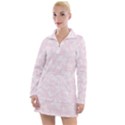 Ballet Pink White Color Butterflies Batik  Women s Long Sleeve Casual Dress View1