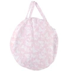 Ballet Pink White Color Butterflies Batik  Giant Round Zipper Tote by SpinnyChairDesigns