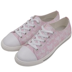 Ballet Pink White Color Butterflies Batik  Women s Low Top Canvas Sneakers by SpinnyChairDesigns