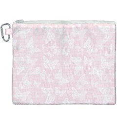 Ballet Pink White Color Butterflies Batik  Canvas Cosmetic Bag (xxxl) by SpinnyChairDesigns