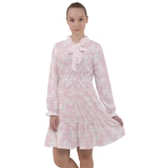 Ballet Pink White Color Butterflies Batik  All Frills Chiffon Dress by SpinnyChairDesigns
