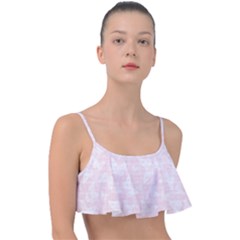 Ballet Pink White Color Butterflies Batik  Frill Bikini Top by SpinnyChairDesigns