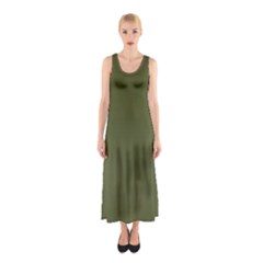 Army Green Color Ombre Sleeveless Maxi Dress by SpinnyChairDesigns