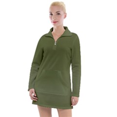 Army Green Color Ombre Women s Long Sleeve Casual Dress by SpinnyChairDesigns