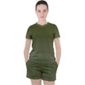 Army Green Color Ombre Women s Tee and Shorts Set View1