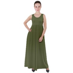 Army Green Color Ombre Empire Waist Velour Maxi Dress by SpinnyChairDesigns