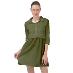 Army Green Color Ombre Mini Skater Shirt Dress by SpinnyChairDesigns