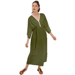 Army Green Color Ombre Grecian Style  Maxi Dress by SpinnyChairDesigns