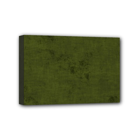 Army Green Color Grunge Mini Canvas 6  X 4  (stretched) by SpinnyChairDesigns