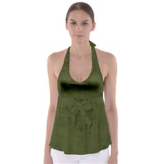 Army Green Color Grunge Babydoll Tankini Top by SpinnyChairDesigns