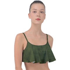 Army Green Color Grunge Frill Bikini Top by SpinnyChairDesigns