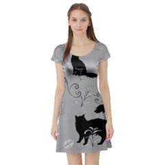 Grey Cats Design  Short Sleeve Skater Dress