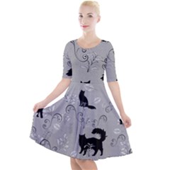 Grey Cats Design  Quarter Sleeve A-line Dress