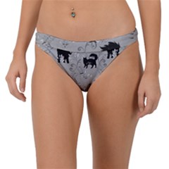 Grey Black Cats Design Band Bikini Bottom