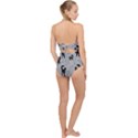 Grey Black Cats Design Scallop Top Cut Out Swimsuit View2