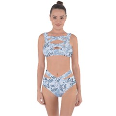 Nature Blue Pattern Bandaged Up Bikini Set  by Abe731