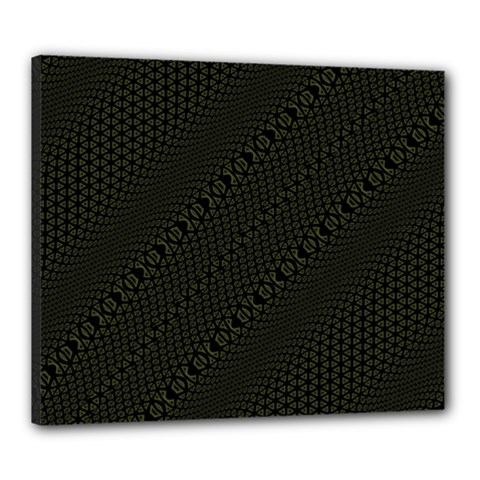 Army Green and Black Netting Canvas 24  x 20  (Stretched)