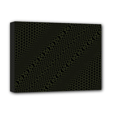 Army Green And Black Netting Deluxe Canvas 16  X 12  (stretched)  by SpinnyChairDesigns