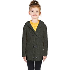 Army Green and Black Netting Kids  Double Breasted Button Coat