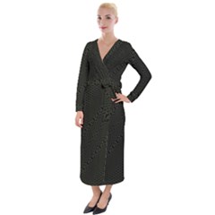 Army Green and Black Netting Velvet Maxi Wrap Dress