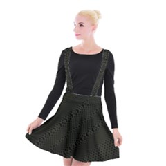 Army Green and Black Netting Suspender Skater Skirt