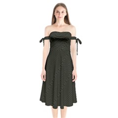 Army Green and Black Netting Shoulder Tie Bardot Midi Dress