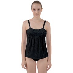 Army Green and Black Netting Twist Front Tankini Set