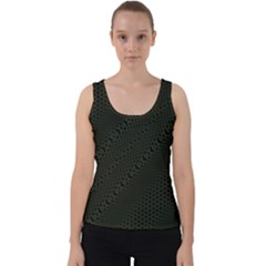 Army Green and Black Netting Velvet Tank Top