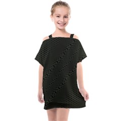 Army Green and Black Netting Kids  One Piece Chiffon Dress