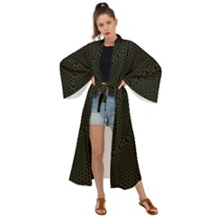 Army Green and Black Netting Maxi Kimono