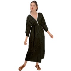 Army Green and Black Netting Grecian Style  Maxi Dress